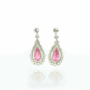 Swedish pink-topaz demi-parure earrings